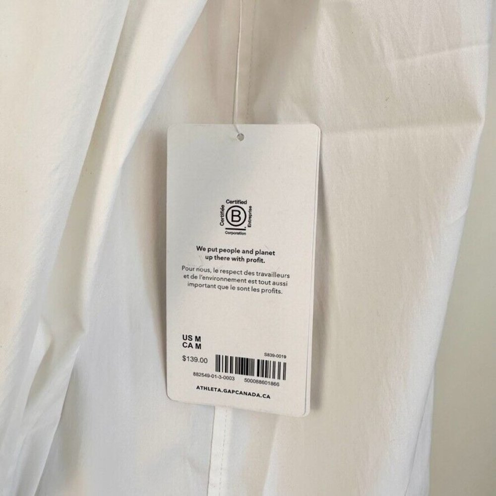 Athleta Womens Oversized Poplin Top Size Medium White Performance Pockets New - Picture 10 of 16